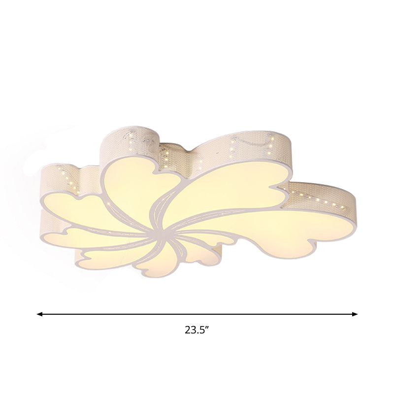 Flower Bedroom Flush Light Acrylic LED Modern Flush Mount Lamp with Iron Frame in White