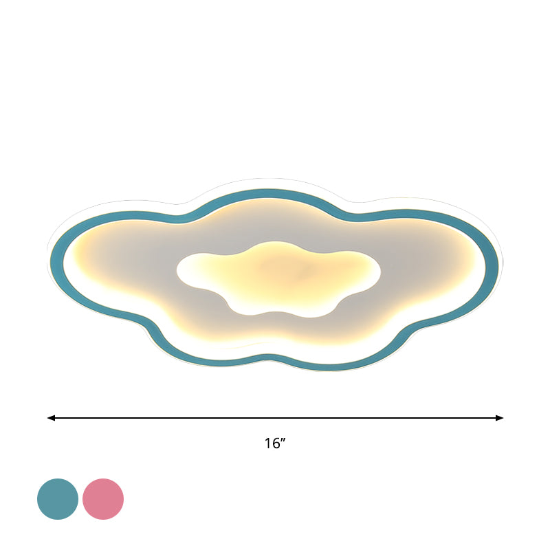 Cloud Kids Bedroom Flush Light Fixture Acrylic LED Cartoon Flush Mount Lighting in Pink/Blue