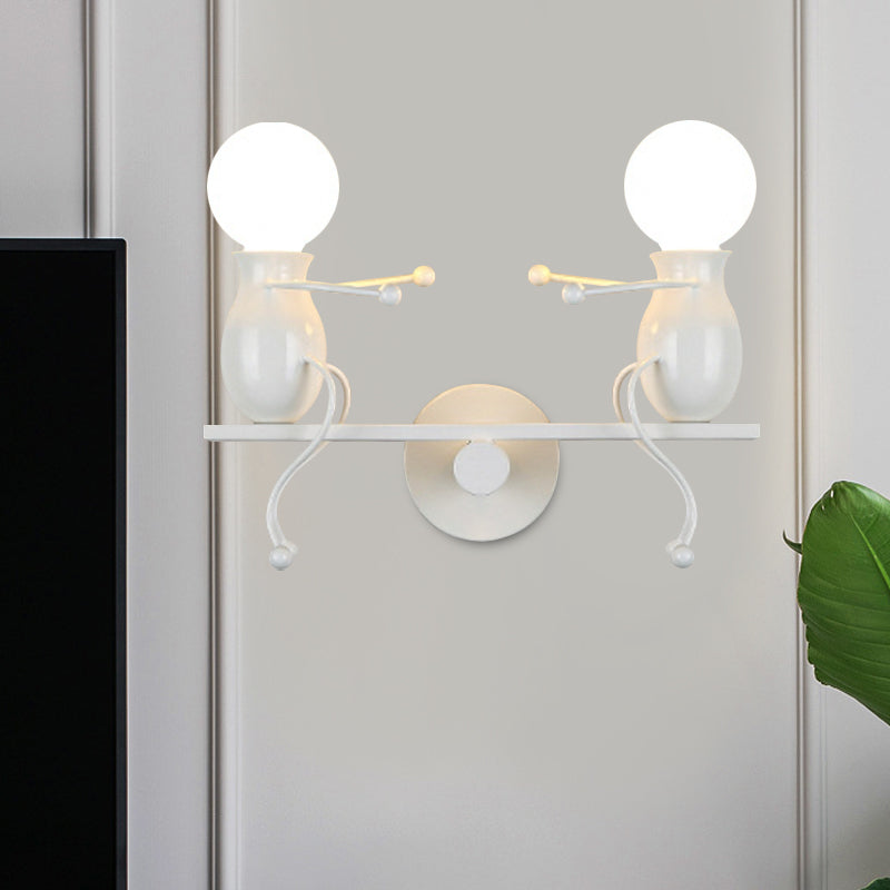 Schwarz/weiß/rote kindliche Wandhalterung Lampe Kinder 2 Köpfe Metallwandleuchte mit Wippearm