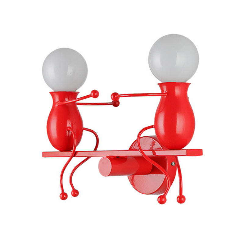 Schwarz/weiß/rote kindliche Wandhalterung Lampe Kinder 2 Köpfe Metallwandleuchte mit Wippearm