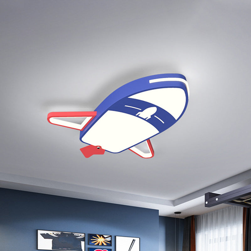 Plane Flush Light Fixture Cartoon Acrylic LED Blue Flush Mount Lighting for Boys Bedroom