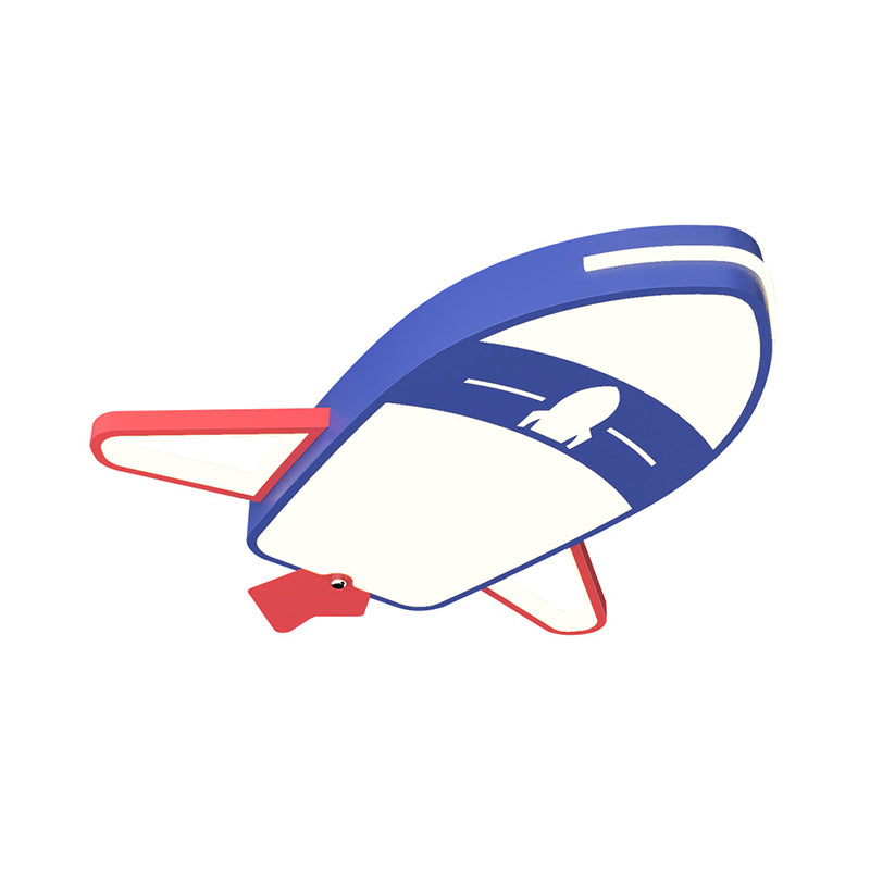 Plane Flush Light Fixture Cartoon Acrylic LED Blue Flush Mount Lighting for Boys Bedroom