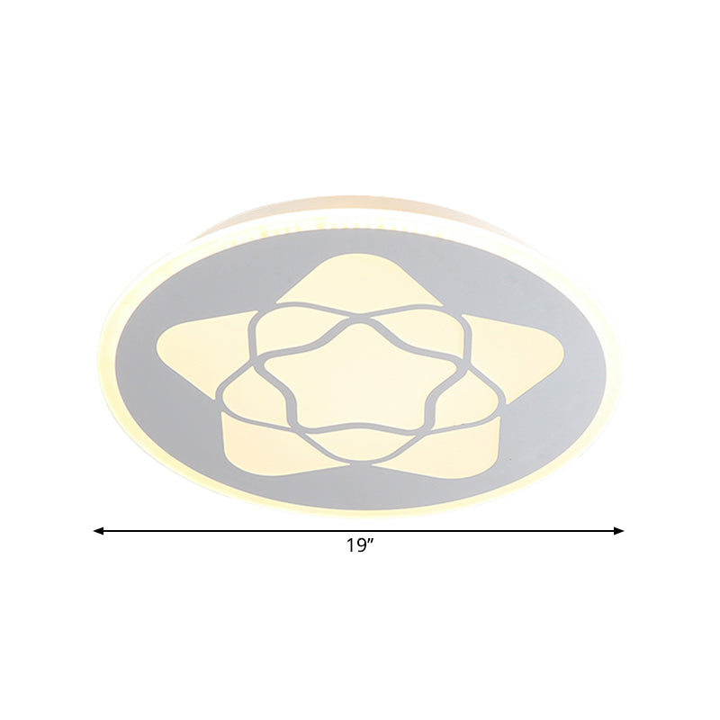 Kids Moon/Star/Loving Heart Flushmount Lighting Metallic LED Bedroom Flush Mount Lamp in White