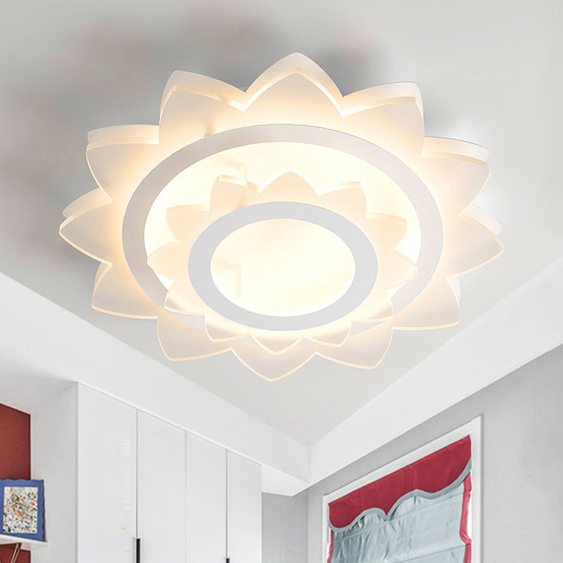 Sun Flower Flush Light Fixture Simplicity Acrylic LED White Flush Mount in Warm/White Light