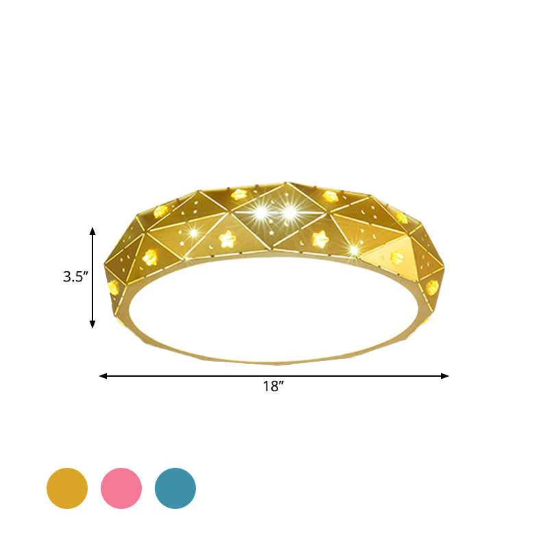 Acryl Geometrische Flush Mount Light Kids LED Beleuchtung mit Star-Muster in Pink/Blau/Gold