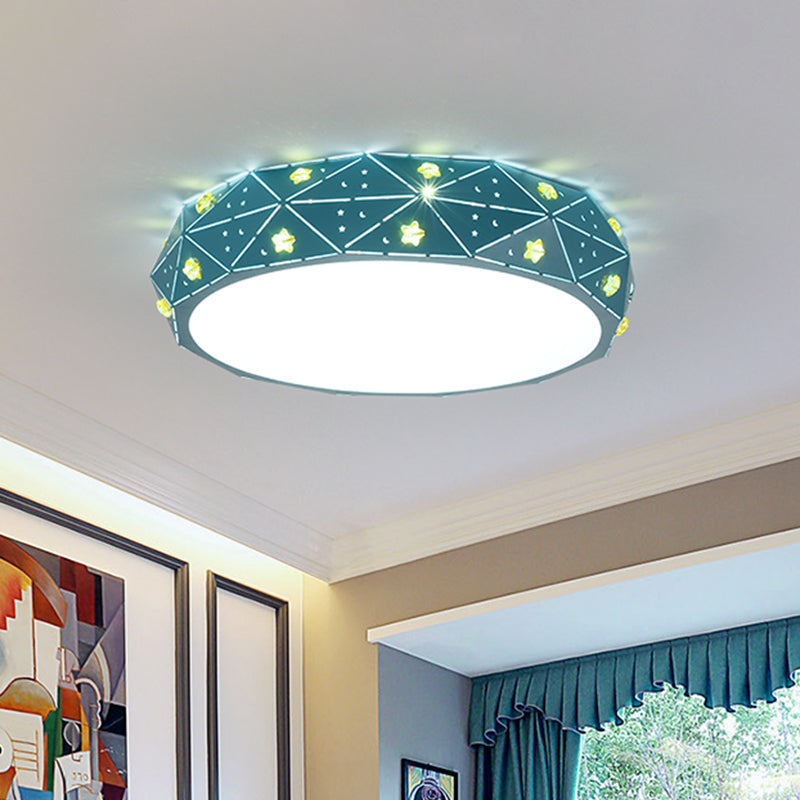 Acryl Geometrische Flush Mount Light Kids LED Beleuchtung mit Star-Muster in Pink/Blau/Gold