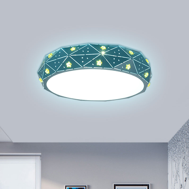 Acrylic Geometric Flush Mount Light Kids LED Lighting Fixture with Star Pattern in Pink/Blue/Gold