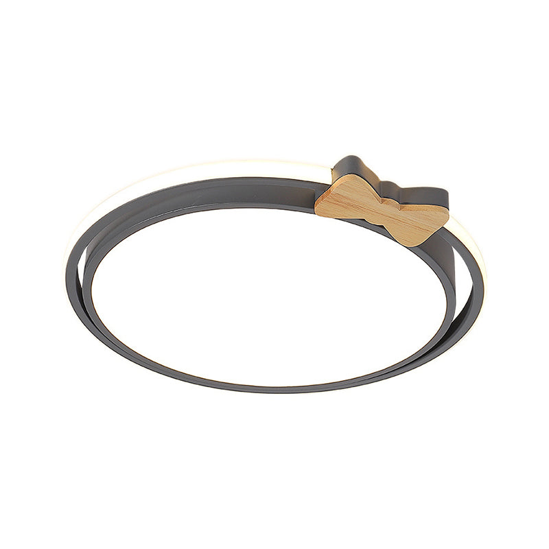 Flush Flush Mount Lamp Modernism Acrylic Grey / White / Green LED Flush Ceiling Light with Bow Decor