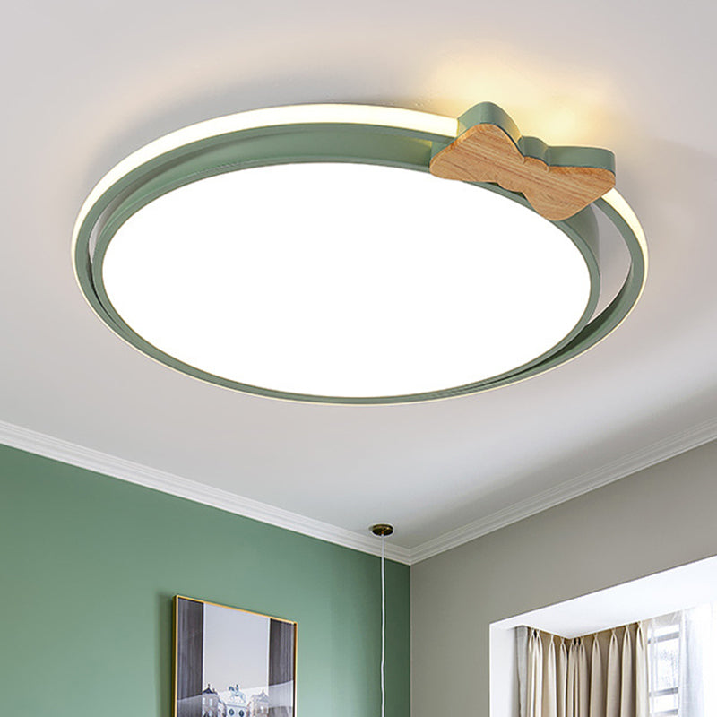 Flush Flush Mount Lamp Modernism Acrylic Grey / White / Green LED Flush Ceiling Light with Bow Decor
