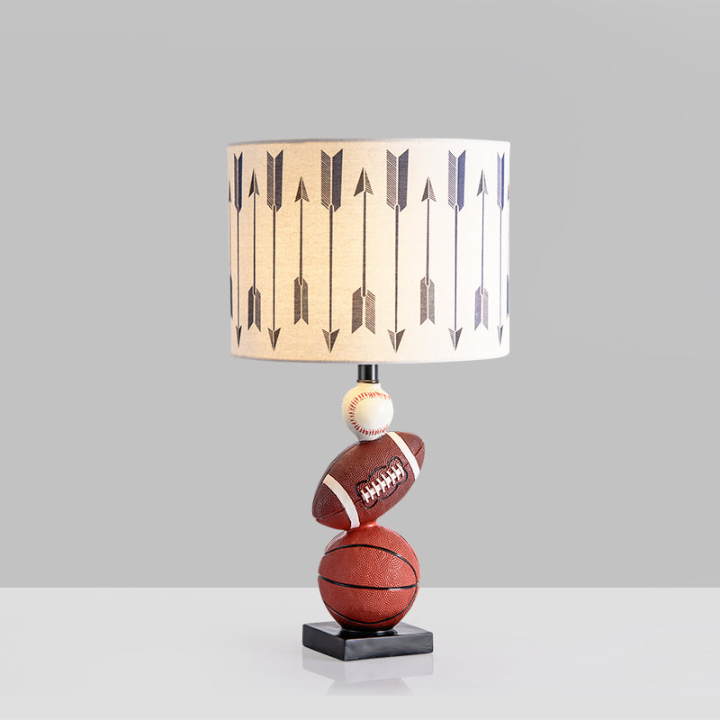 Zylinder Schlafzimmer Task Light Stoff 1 leichte Cartoon Nachttischlampe mit Kugeldekor in Braun