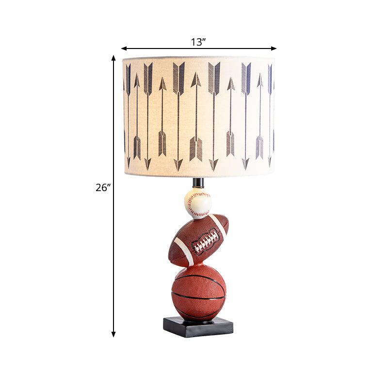 Zylinder Schlafzimmer Task Light Stoff 1 leichte Cartoon Nachttischlampe mit Kugeldekor in Braun