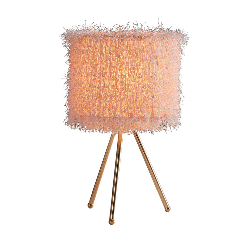 Tissu tambour tambour table légère moderniste 1 lampe de bureau blanche / rose claire avec base de trépied