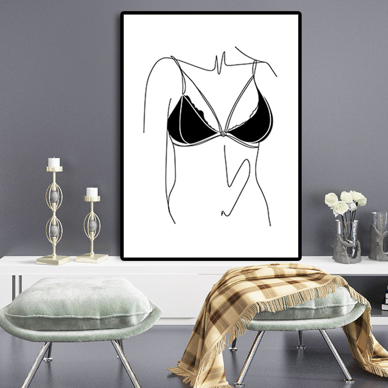 Light Color Minimalism Style Canvas Figure Portrait Wall Art Print for Living Room