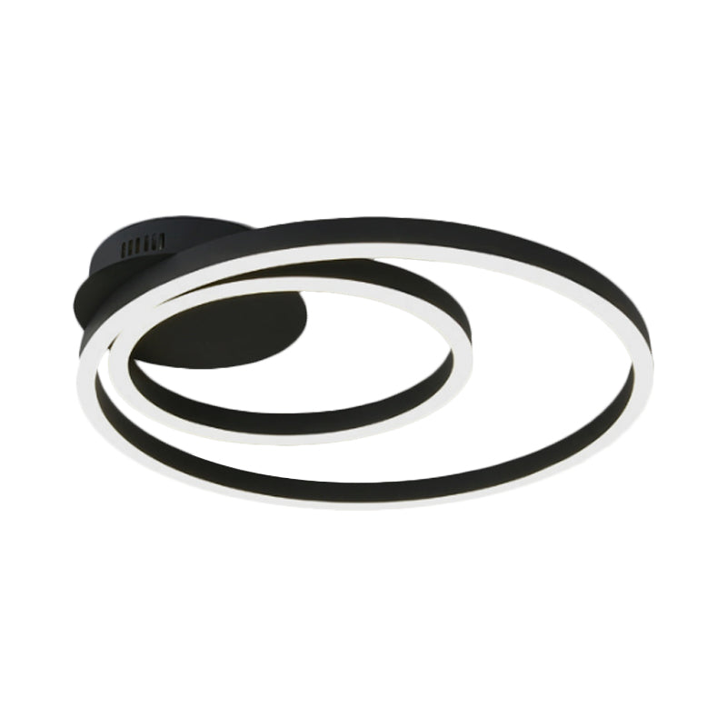 Zwart/bruin 1/2/3-ring semi-inbouwlicht eigentijds LED acryl plafondgemonteerd armatuur in warm/wit/natuurlijk licht, 16,5"/19,5"/23,5" breed