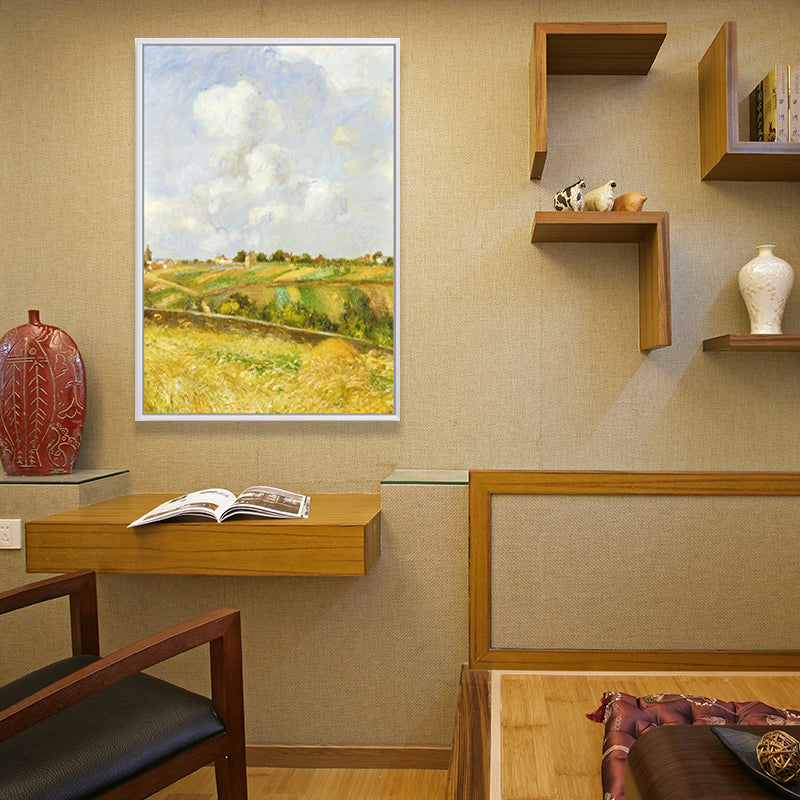 Rustic Road Painting Wall Art Canvas Print Textured Yellow Wall Decor for Living Room