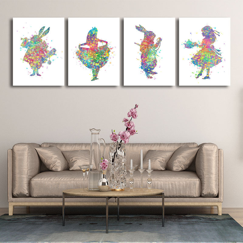Kinderstijl danser canvas kunst veelkleurige getextureerde wanddecoratie voor woonkamer