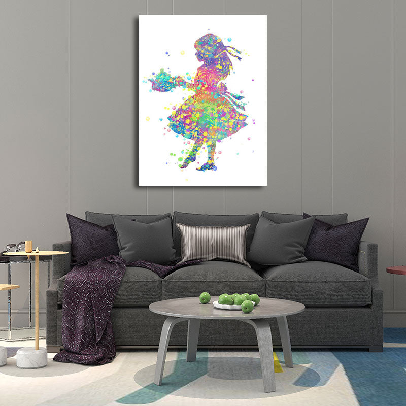 Kinderstijl danser canvas kunst veelkleurige getextureerde wanddecoratie voor woonkamer