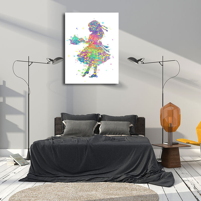 Kinderstijl danser canvas kunst veelkleurige getextureerde wanddecoratie voor woonkamer