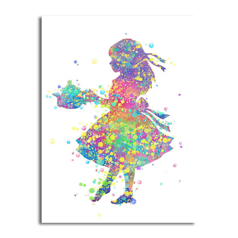 Kinderstijl danser canvas kunst veelkleurige getextureerde wanddecoratie voor woonkamer