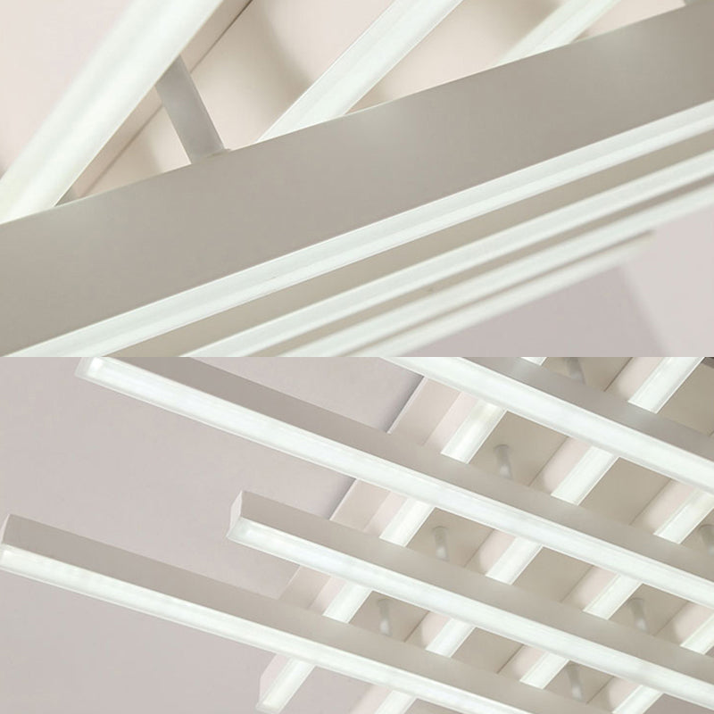 31 "/39" Wide LED Living Room Flushmount Illuminazione con Traverse Acrilico Shade White Flush Mount Lampada in luce calda/bianca