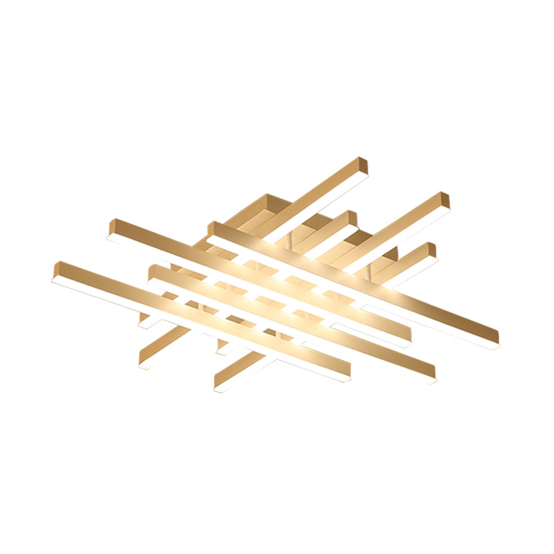 31 "/39" Wide LED Living Room Flushmount Illuminazione con Traverse Acrilico Shade White Flush Mount Lampada in luce calda/bianca