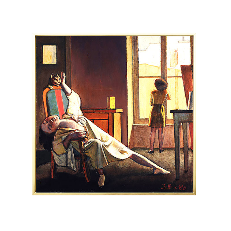 Traditional Style Maid Painting Canvas Textured Brown Wall Art Decor for Bathroom