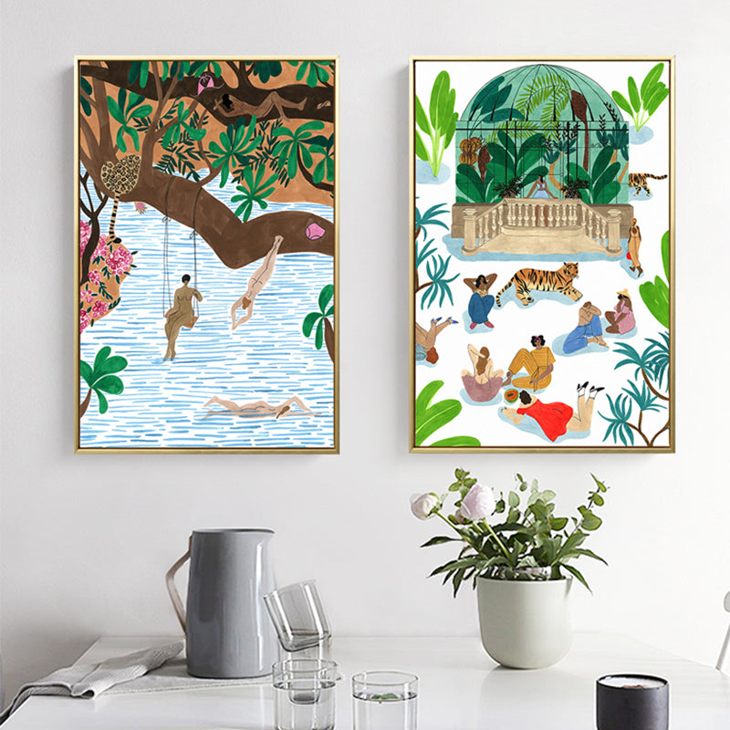 Kunst-Vergnügungspark-Gemälde für Kinder, Leinwand, strukturiert, bunt, Wanddekoration für Zuhause