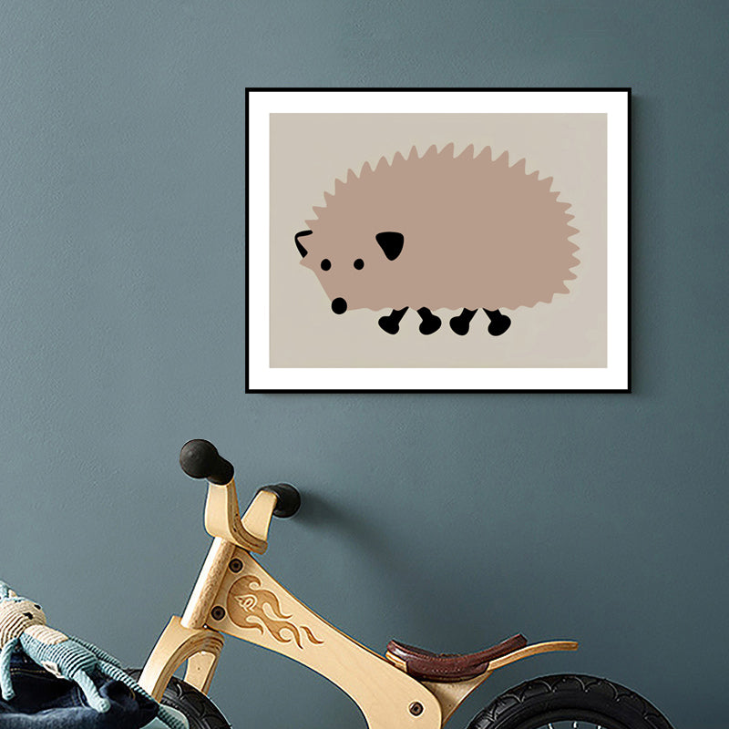 Wildtier-Wandkunst-Dekor-Cartoon-Leinwandgemälde in sanften Farben für das Wohnzimmer