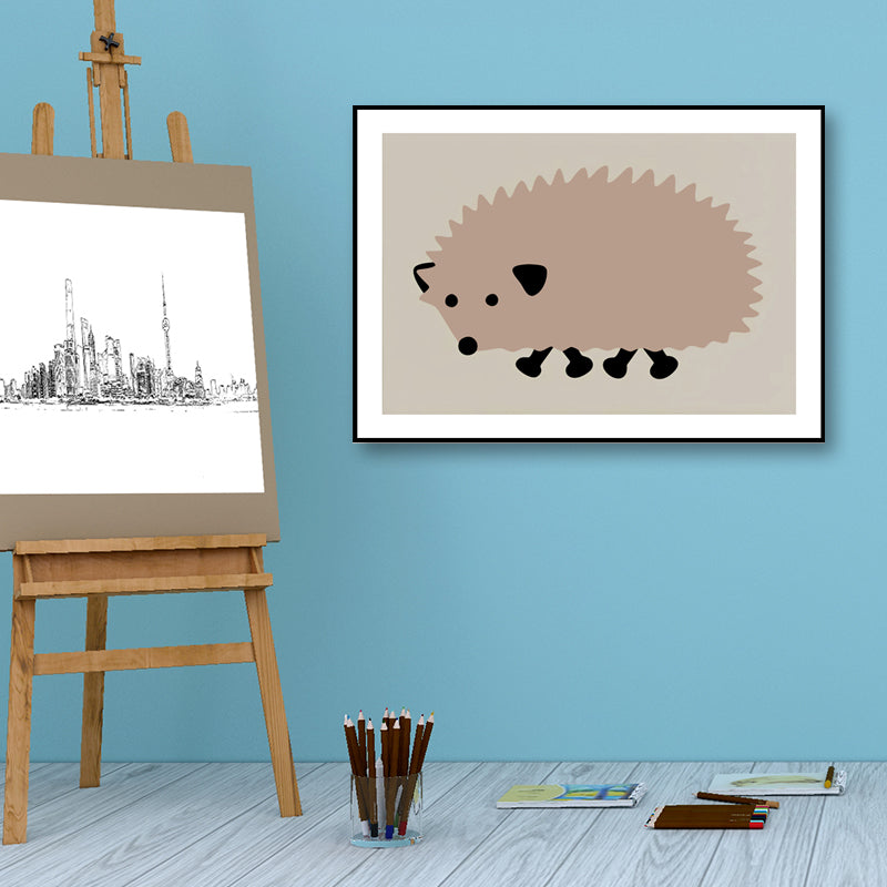 Wildtier-Wandkunst-Dekor-Cartoon-Leinwandgemälde in sanften Farben für das Wohnzimmer