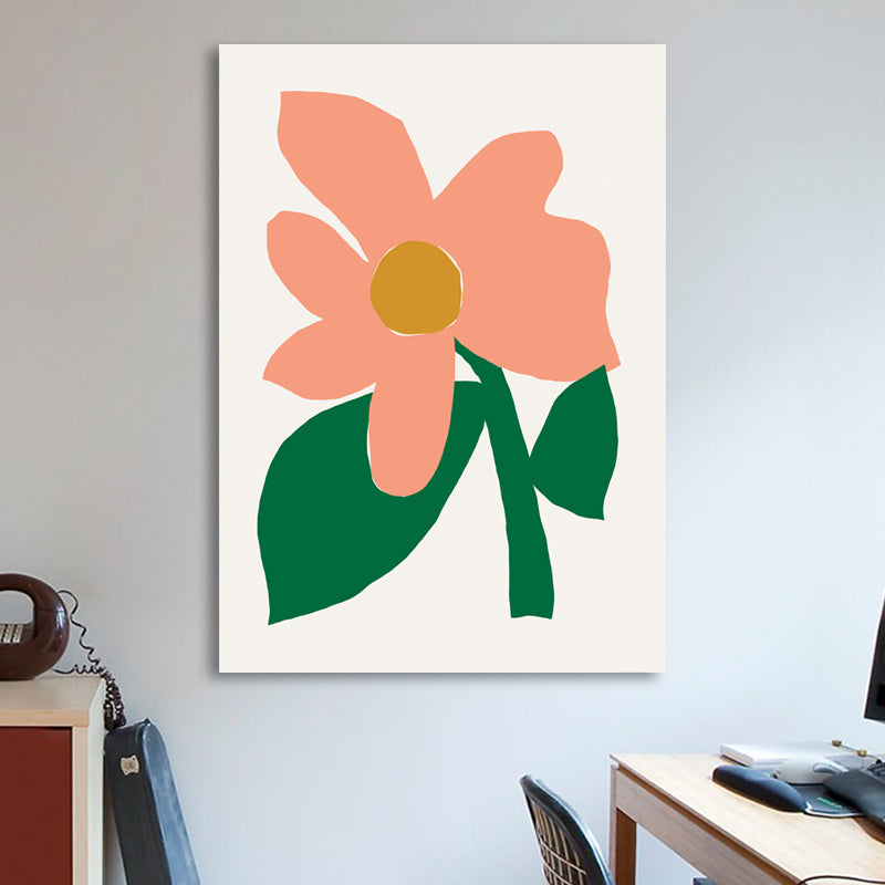 Illustration Botany Wall Art Print Cartoon Canvas Painting in Dark Color for Bedroom