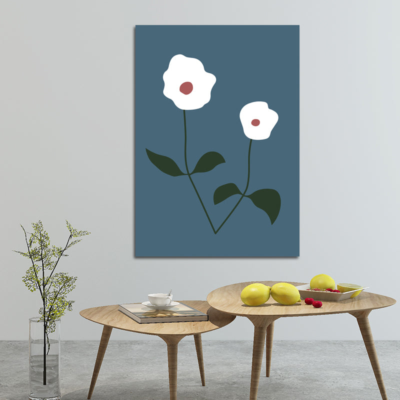 Illustration Botany Wall Art Print Cartoon Canvas Painting in Dark Color for Bedroom