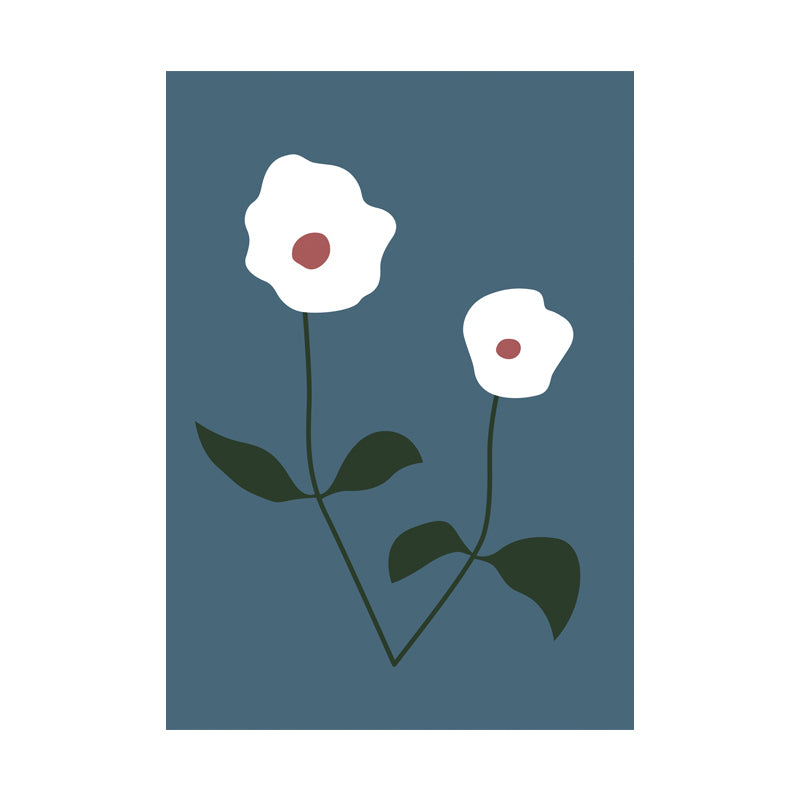 Illustration Botany Wall Art Print Cartoon Canvas Painting in Dark Color for Bedroom