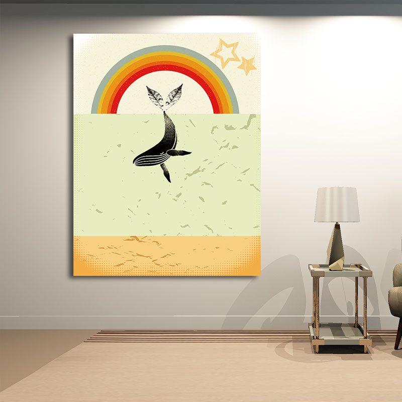 Dark Color Whale Canvas Print for Decoration Nautical Kids Bedroom Wall Art Decor