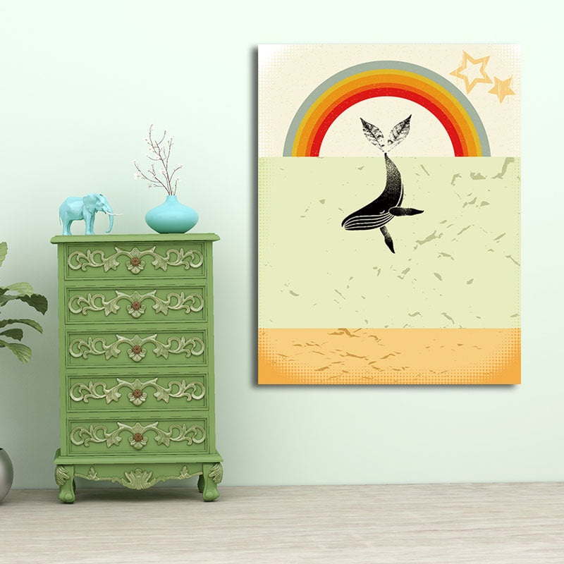 Dunkler Wal-Leinwanddruck zur Dekoration, nautisches Kinderzimmer, Wandkunst-Dekor