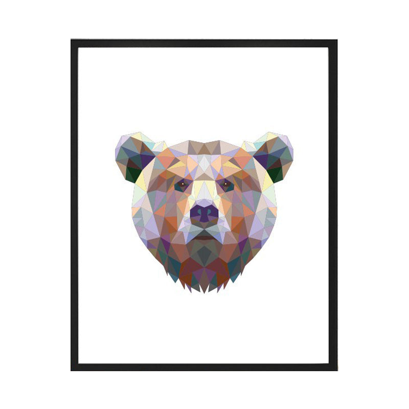 Textured Brown Canvas Print Modernist Bear Head Wall Decor, Multiple Size Available