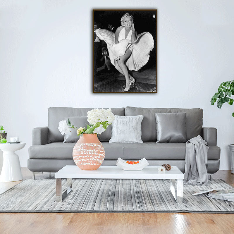 Décoration murale sur toile de couleur claire Marilyn Monroe pour chambre de garçon, texturée
