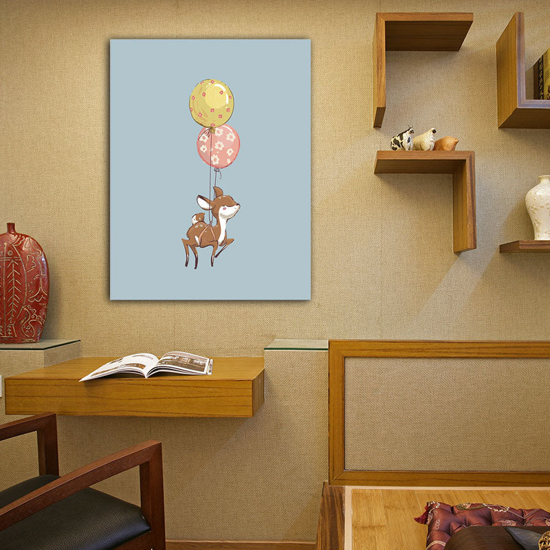 Peintures d'animaux et de ballons pour enfants, toile décorative, couleur claire, Art mural pour chambre de bébé