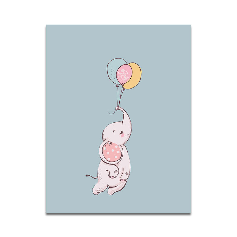 Peintures d'animaux et de ballons pour enfants, toile décorative, couleur claire, Art mural pour chambre de bébé