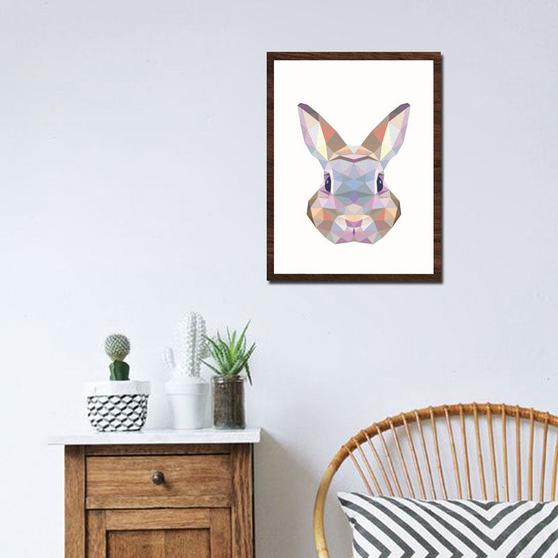 Brown Rabbit Head Wall Decor for Decoration Modernism Playroom Wrapped Canvas (Multiple Sizes)