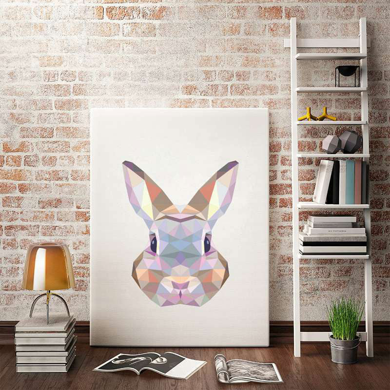 Brown Rabbit Head Wall Decor for Decoration Modernism Playroom Wrapped Canvas (Multiple Sizes)