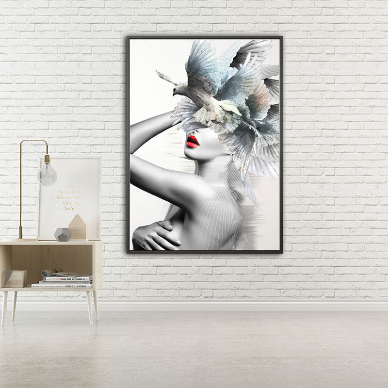 Décoration murale élégante et moderne pour chambre de fille, impression sur toile, couleur douce