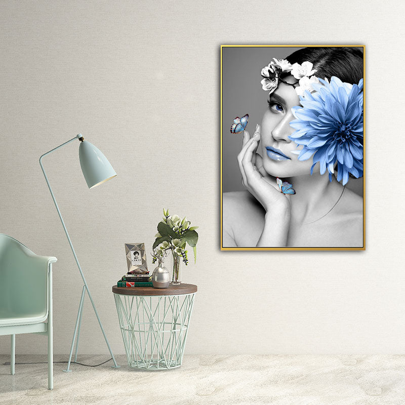 Toile enveloppée de femme et de fleurs, couleur Pastel, décoration murale moderniste pour chambre de filles