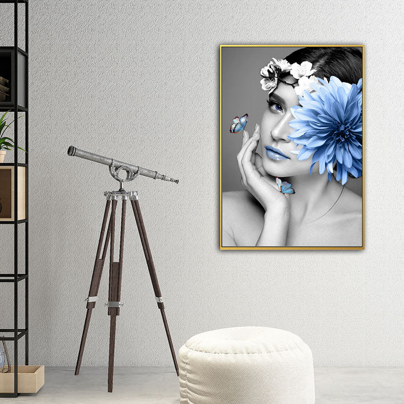 Toile enveloppée de femme et de fleurs, couleur Pastel, décoration murale moderniste pour chambre de filles