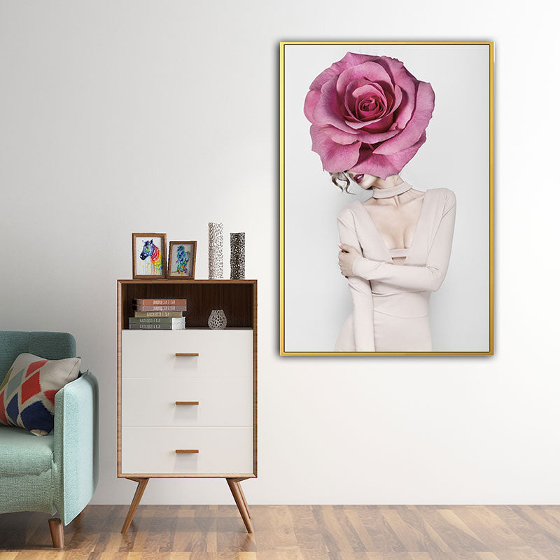 Toile enveloppée de femme et de fleurs, couleur Pastel, décoration murale moderniste pour chambre de filles
