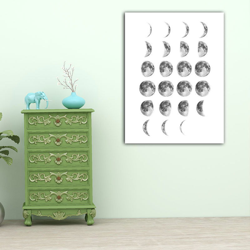 Lunar Eclipse Canvas Art Minimalist Textured Surface Childrens Bedroom Wall Decor