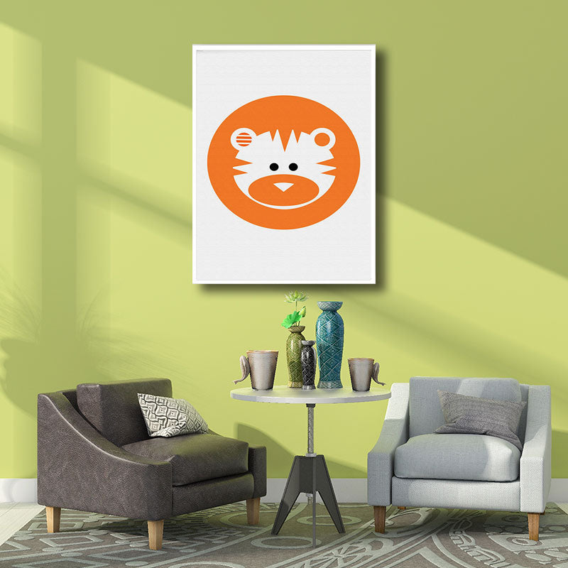 Cartoon Bear Wall Art Decor Orange Decorative Canvas Prints for Playroom, Multiple Size Available