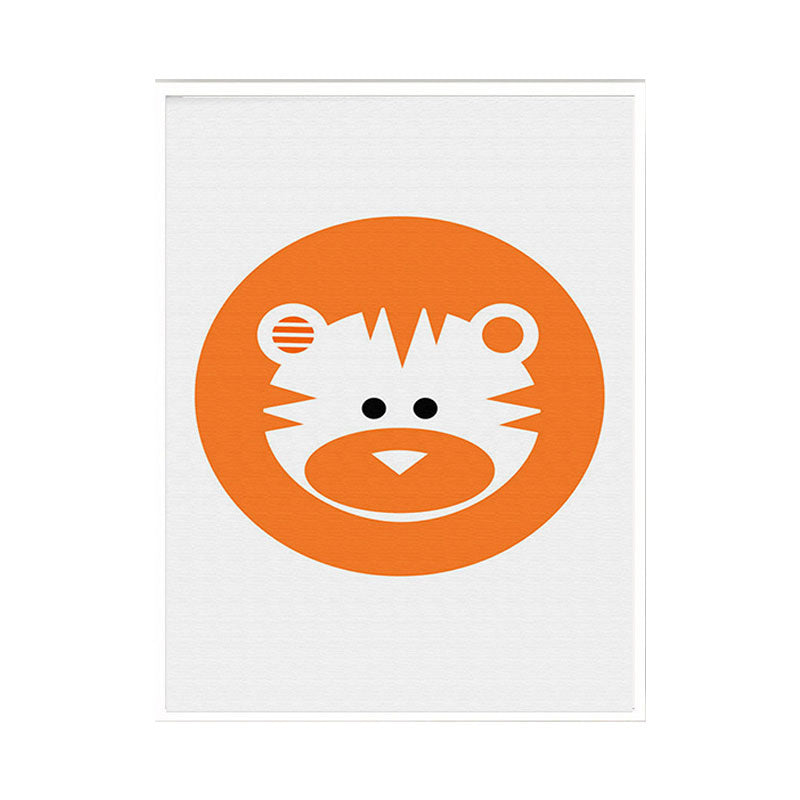 Cartoon Bear Wall Art Decor Orange Decorative Canvas Prints for Playroom, Multiple Size Available