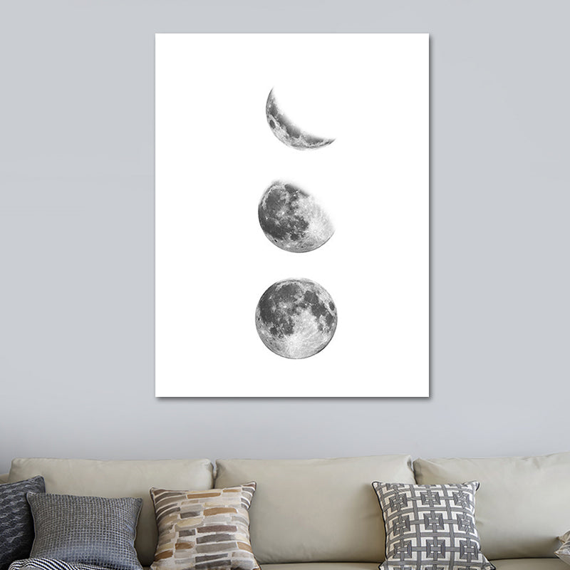 Canvas Textured Art Print Minimalistic Photographic Moon Eclipse Wall Decor for Home