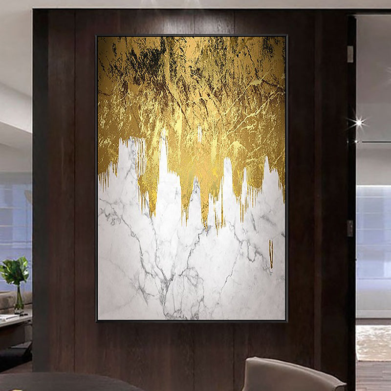 Abstract Canvas Art Glam Enchanting Marble and Foil Effect Wall Decor in Bright Color