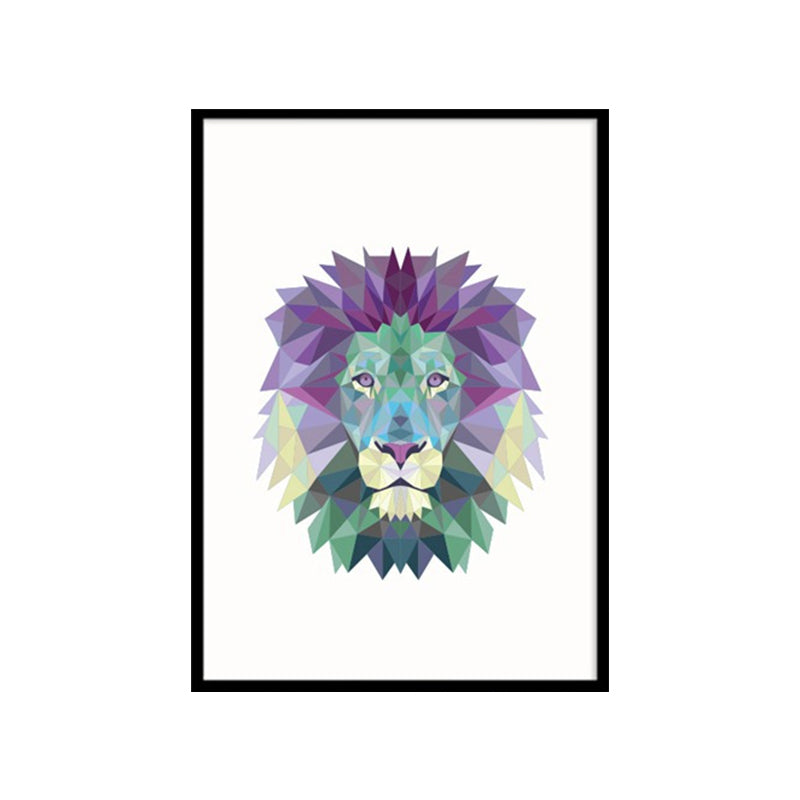 Modernist Lion Head Canvas Wall Art Purple Animal Paintings, Multiple Size Options